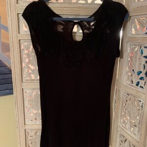 THX thanx collection - Black Sleeveless Top with Lace Rose Detail - Size: Medium